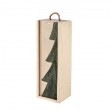 Wooden wine box for one bottle with Christmas tree decor (36 X 11 X 10.5 CM)